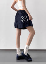 S-2XL ウエストゴム ハイウエスト 花柄プリント ワイドショートパンツ