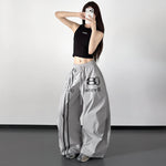 ドローストリング ハイウエスト ワイドシルエットパンツ
