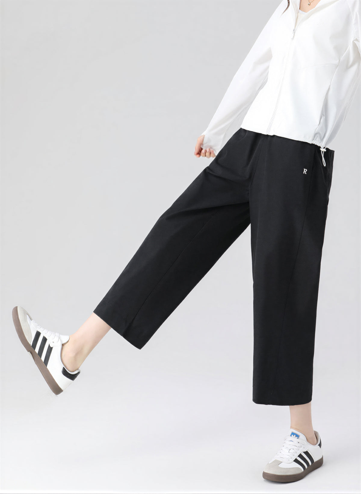ハイウエスト ゴム仕様 ストレートパンツ