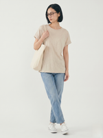 バックボタン ゆったり ロールアップTシャツ