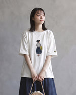 ゆったりドロップショルダー レトロイラストTシャツ
