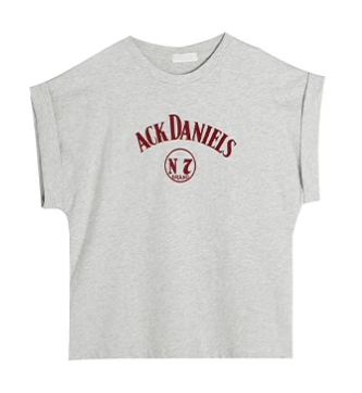 ロールヘムフリルスリーブ ヴィンテージプリントTシャツ