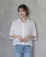 ゆったりドルマンスリーブ テクスチャーシャツ-ホワイト-3XL