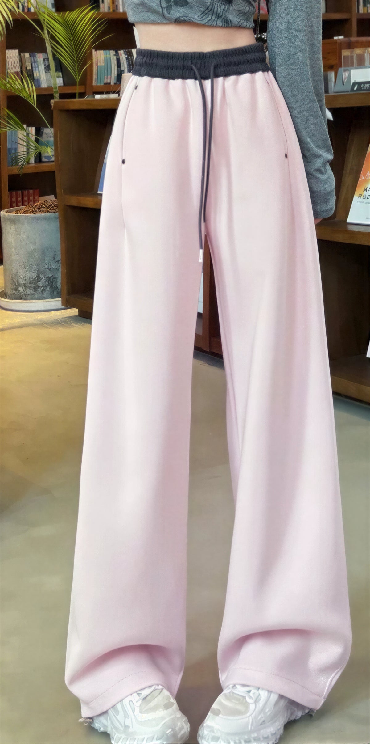 4色展開｜ポリエステル・ワイドスウェットパンツ・ドローストリングウエスト