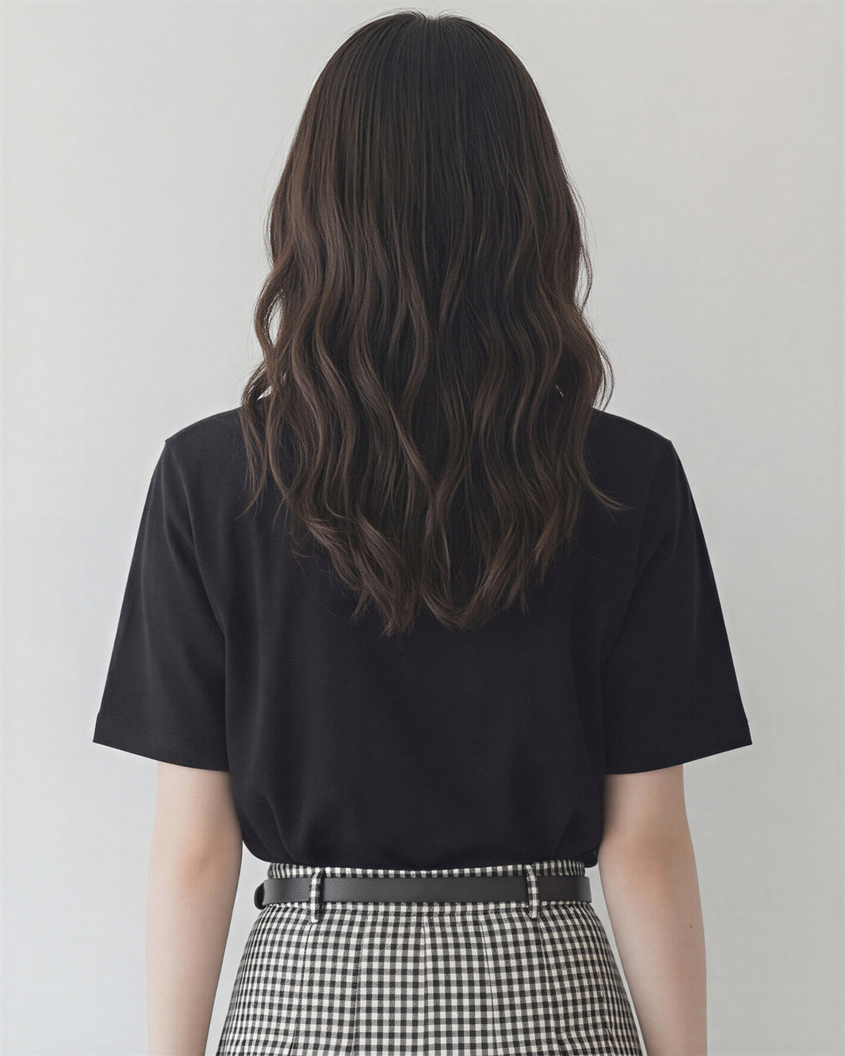 ブラック ゆったりドロップショルダー 立体ポケット刺繍 半袖Tシャツ