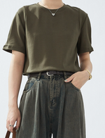 ゆったりとした、袖口のデザイン感！ゆったり半袖Tシャツデザイン感カジュアルトップス