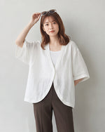 ゆったりバットスリーブ VネックUVカットカーディガン-ホワイト-2XL