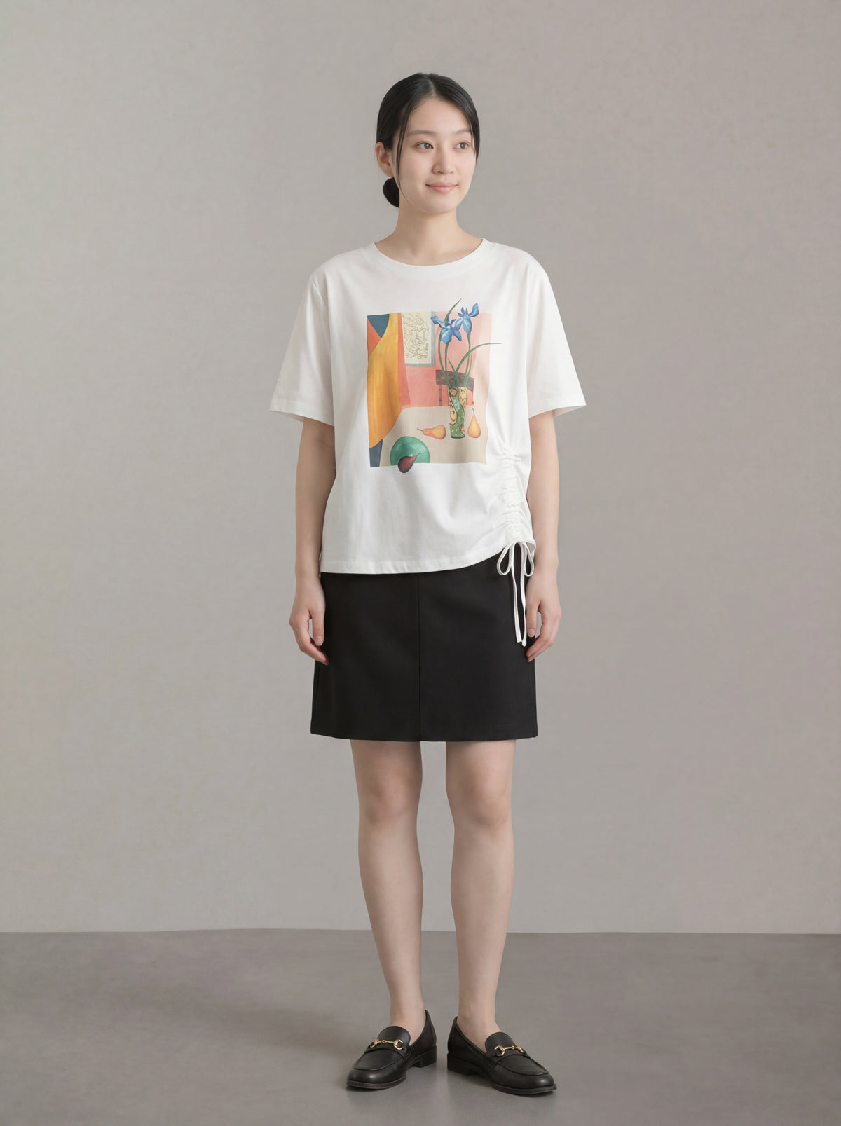 アートプリント サイドドロスト ゆったりTシャツ