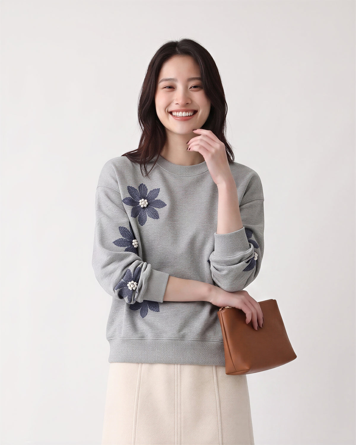 【秋新作】S~3XL 立体フラワー ルーズスウェット