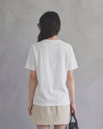 フラワーライン刺繍 ゆったりストレート クルーネック 半袖Tシャツ