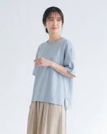 ライトブルー 肩落ち ゆったり クルーネック 半袖Tシャツ