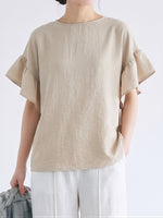 フリルフレアスリーブ ゆったりTシャツ