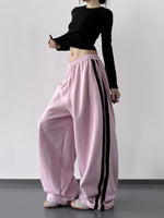 S-XL ドローストリング サイドライン ワイドパンツ