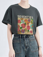 油絵アート！半袖Tシャツ小人数高級感スリムトップス
