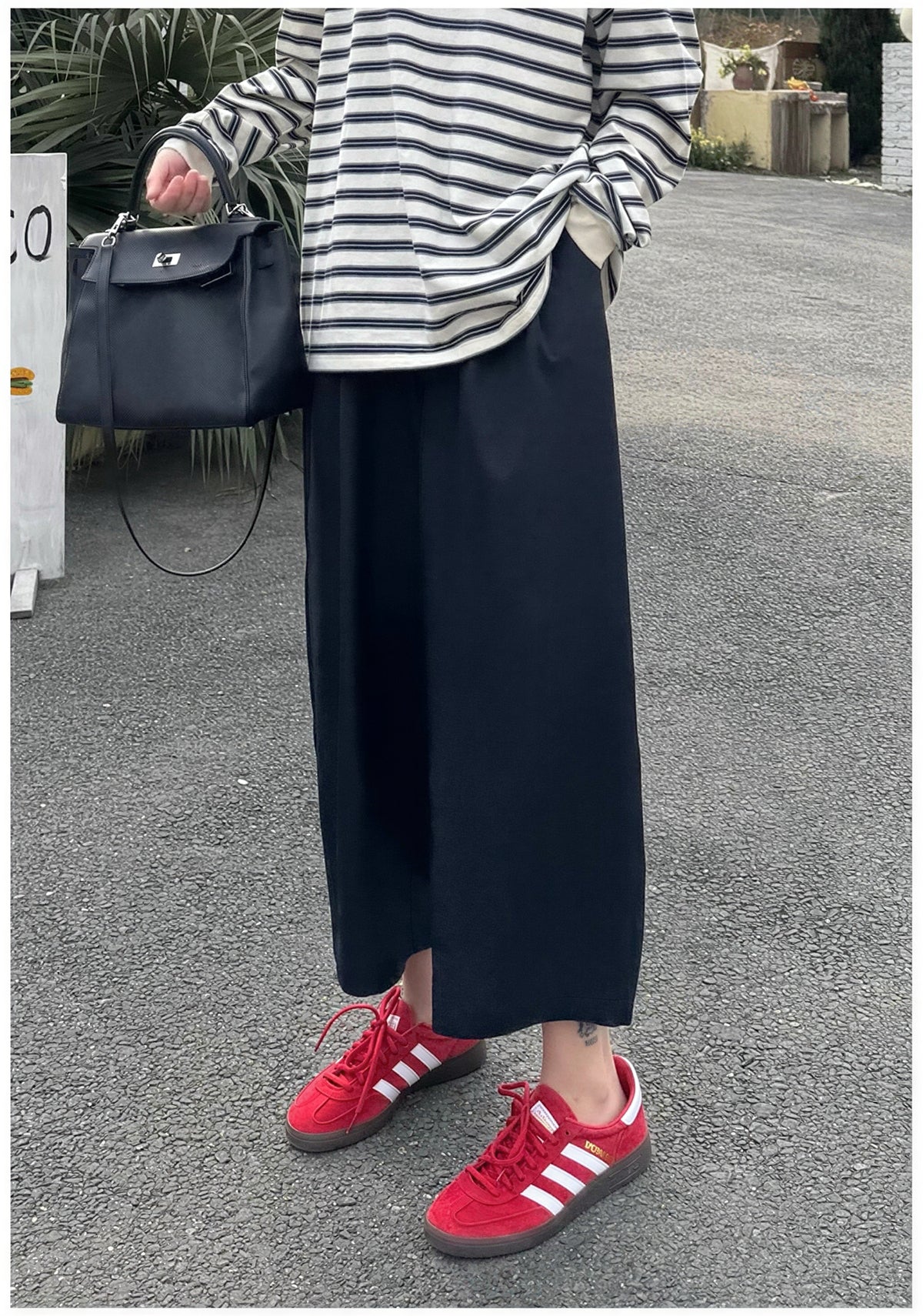 ハイウエストタック入りワイドパンツ