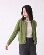 【全3色】S-2XL 立体感のあるテクスチャー入りショート丈ジップニットカーディガン