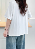 Vネック ギャザー入り ゆったりTシャツ