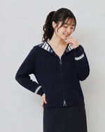 【秋新作】S~2XL フード付きジャカード ダブルジップ カーディガンニット