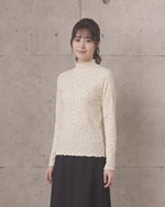 【全2色】S~XL メローフリルハイネックドットTシャツ