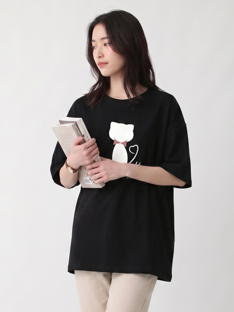 ゆったりドロップショルダー プリントTシャツ