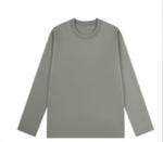 クルーネック ストレートシルエット ゆったり 長袖Tシャツ-グレー-4XL