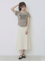 バタフライ立体フリンジワッペン クルーネック半袖Tシャツ