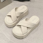 厚底ウェッジソール クロスベルト 滑りにくいギザ底サンダル