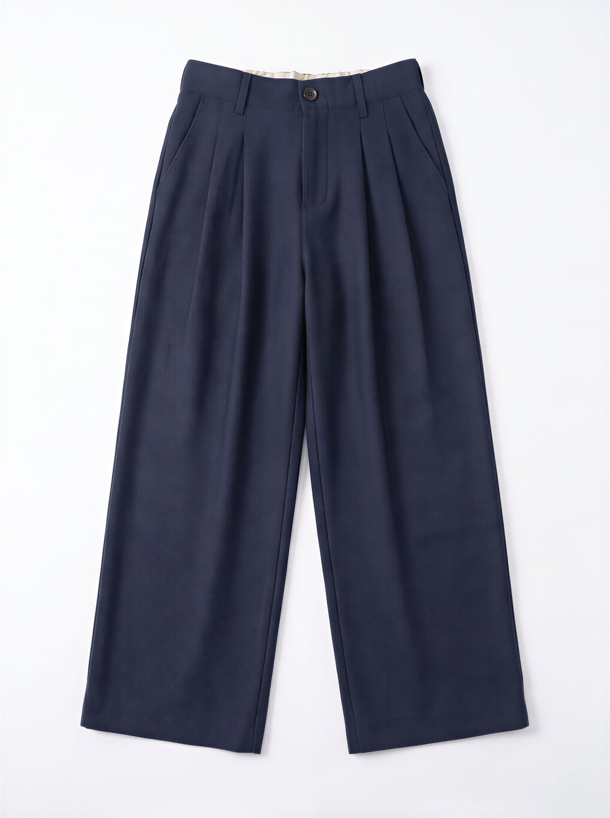 【全3色】S~XL ハイウエストタックワイドスラックス