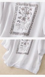 ゆったりドロップショルダー フラワープリントTシャツ