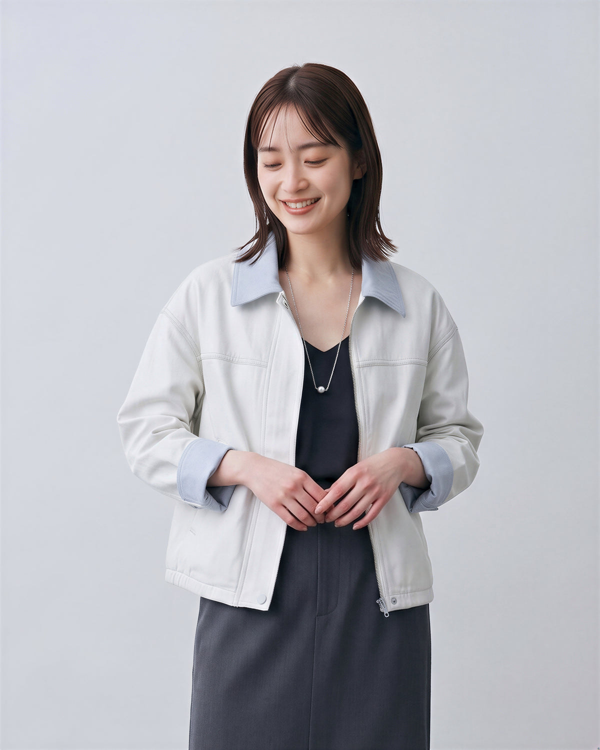 S~XL 配色カラーのショートジャケット