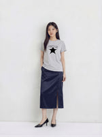 ライトグレー スタープリント スリムフィット 半袖Tシャツ