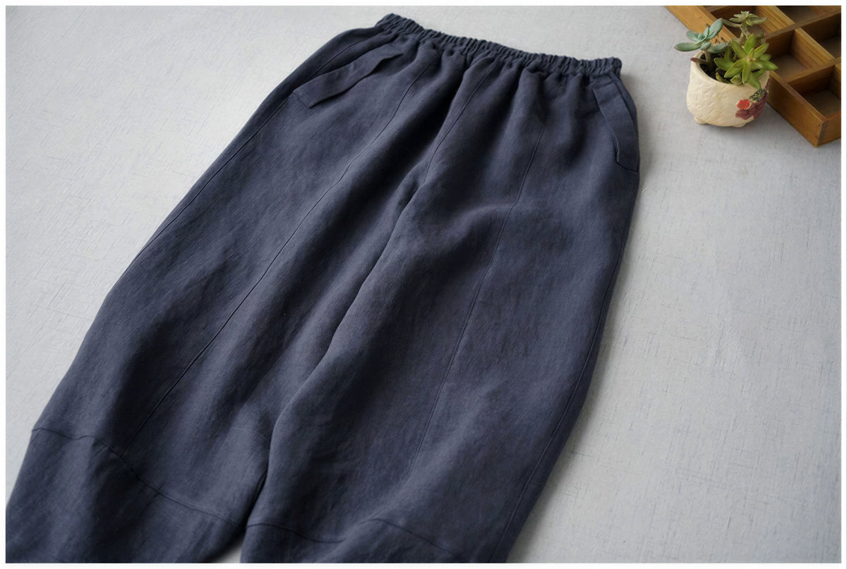【全4色】S~5XL ウエストゴム ゆったり立体ハーレムパンツ