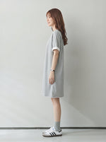 ゆったりストレート ロールアップスリーブ Tシャツワンピース