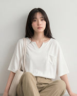 ゆったりドロップショルダーポケットTシャツ