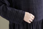 綿麻ゆったりシンプル継ぎ手長袖洋装