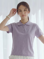 スタンドカラーボタン付きスリムTシャツ