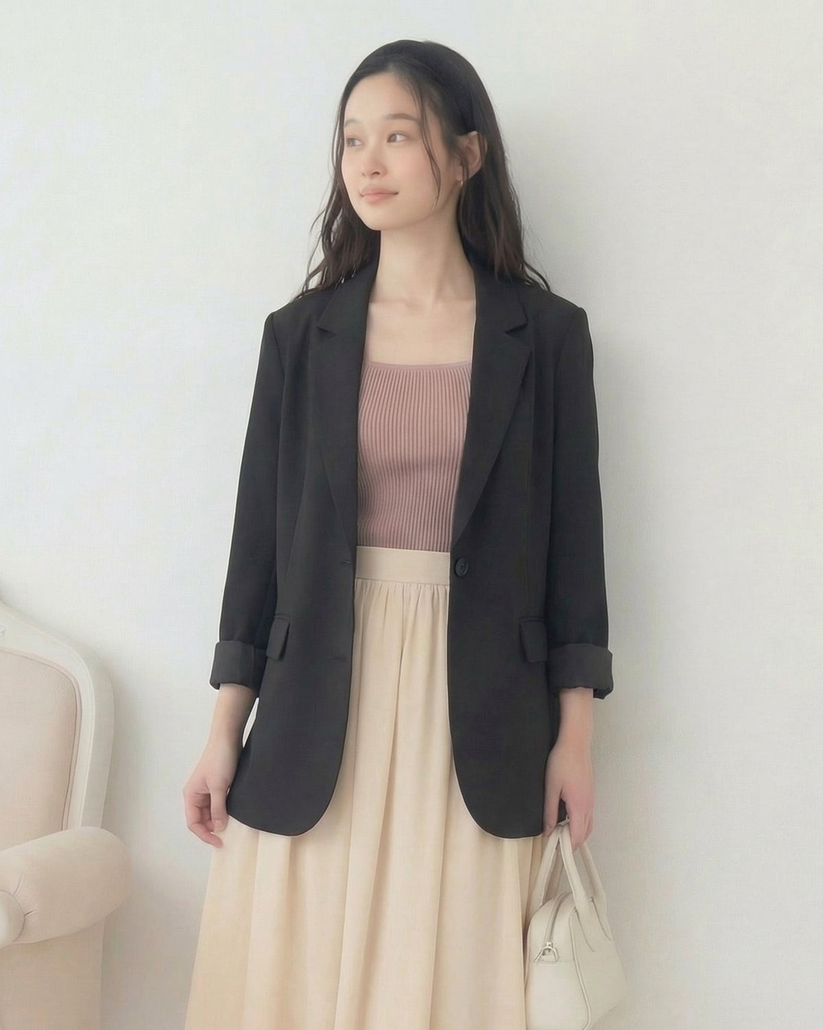 ゆったりストレート ショールカラー  テーラードジャケット-ブラック-3XL