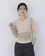 切り替えデザイン フェイクレイヤード スリムフィット 長袖Tシャツ