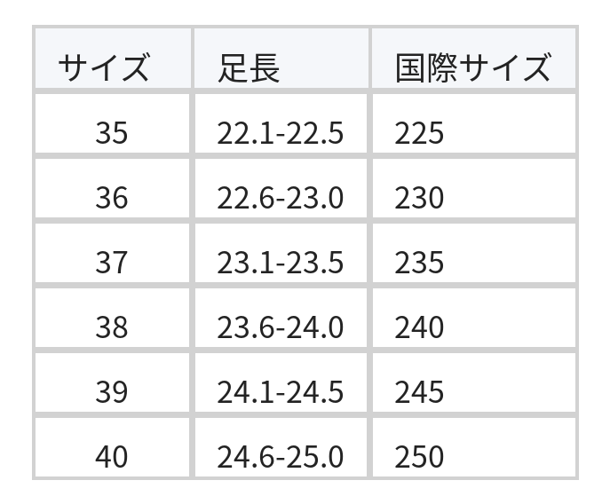 【全3色】厚底メッシュ切り替え かかとなしホワイトスニーカー size chart 1
