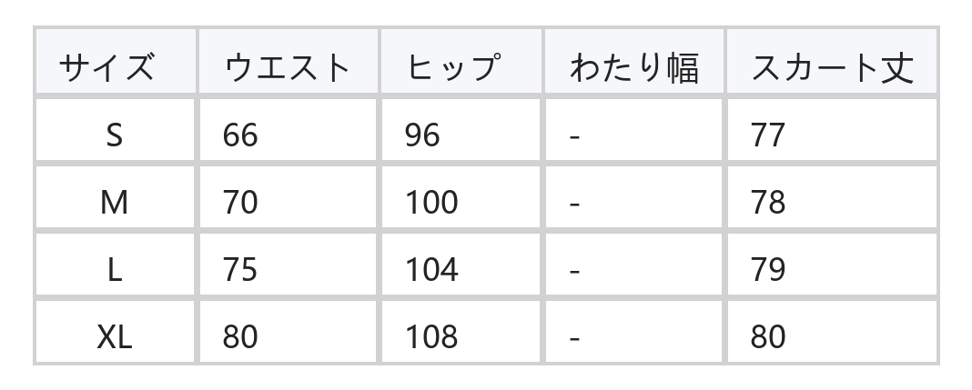 ハイウエスト プリーツ×レース切替 Aラインスカート size chart 1