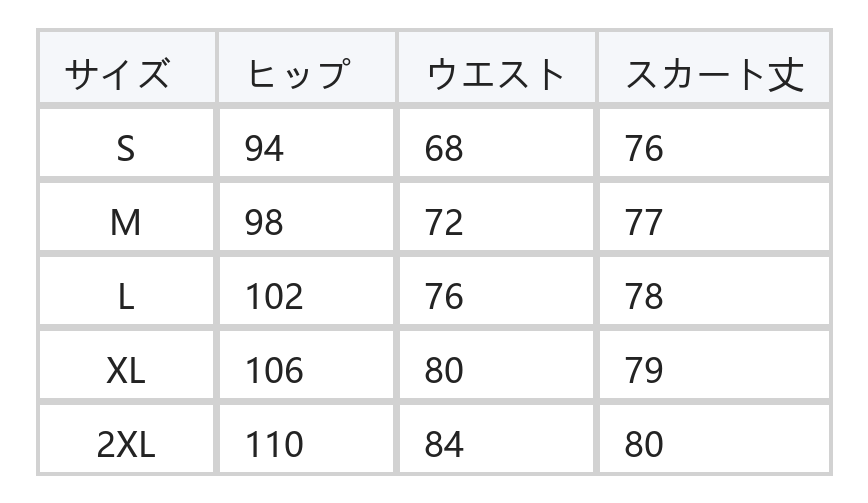 ハイウエスト 立体エンボス 大フレア Aライン ミモレ丈スカート size chart 1
