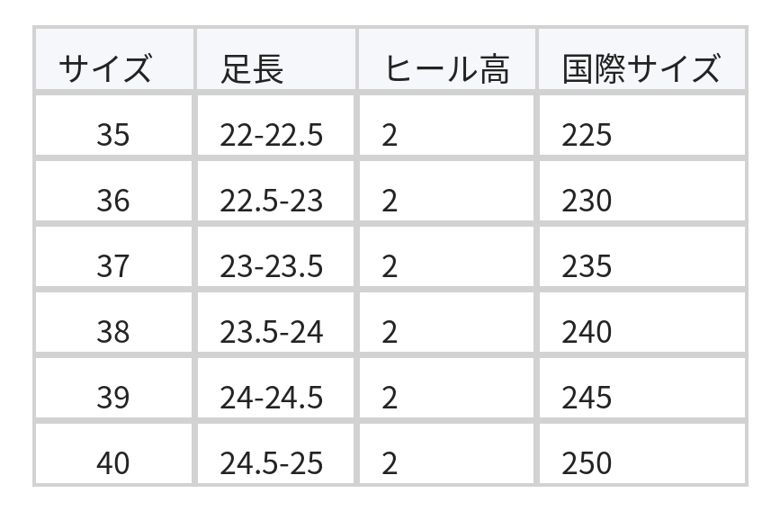 スクエアトゥ メタル飾り レディース トングサンダル size chart 1