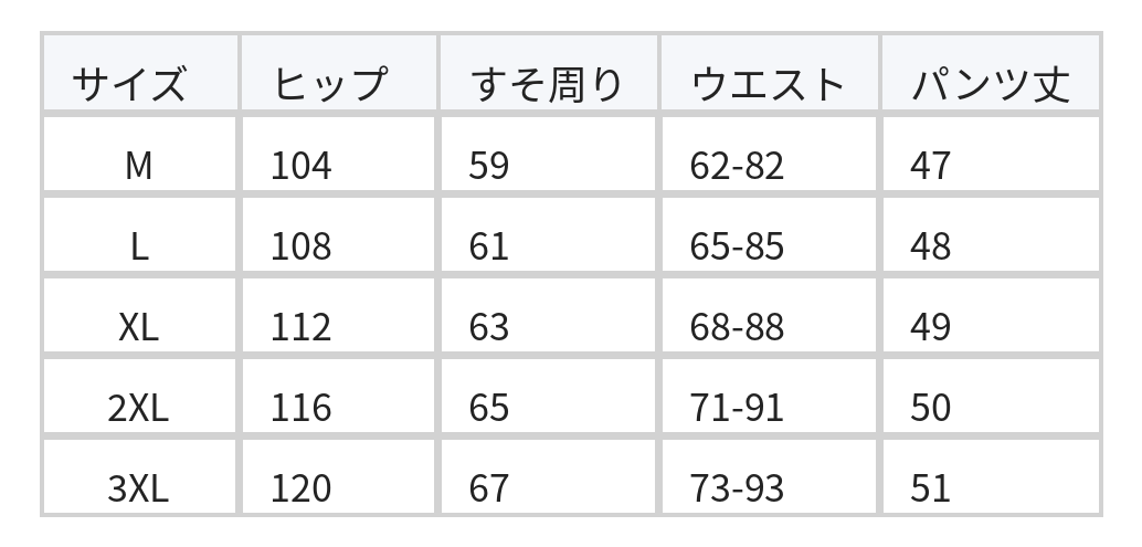 ウエストゴム ハイウエスト ゆったりハーフパンツ size chart 1