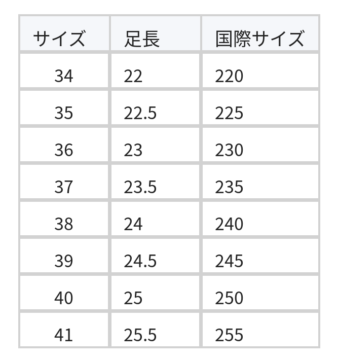 シンプルステッチ 軽量スリッポン レディースシューズ | ヒール高さ 4cm size chart 1