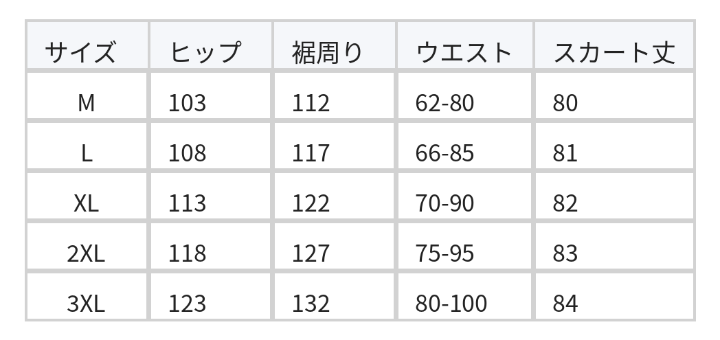 ハイウエスト細見えスリット入りデニムミモレ丈スカート size chart 1