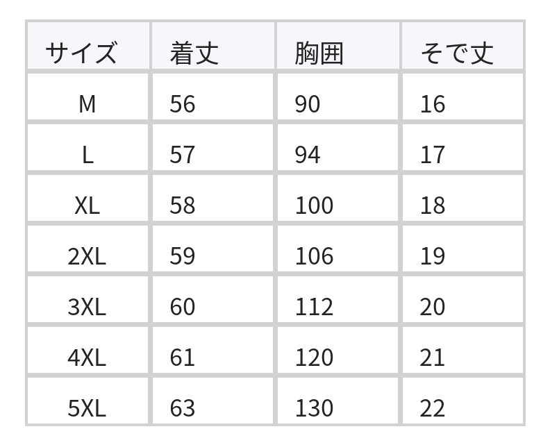 バタフライ立体フリンジワッペン クルーネック半袖Tシャツ size chart 1