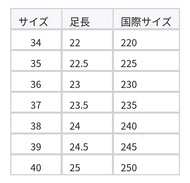 3色展開|スクエアトゥ・ミドルヒールパンプス・クロスストラップ size chart 1
